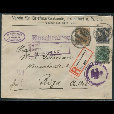 Dt. Reich, S 6, portogerechter Zensur-R-Brief, Ob. Ost (11545)