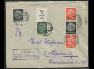 Dt. Reich, S 138 + S 139, portogerechter Landpost-Brief, Mi. 55,- (11626)