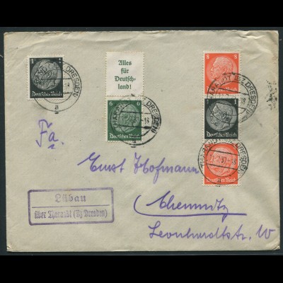 Dt. Reich, S 138 + S 139, portogerechter Landpost-Brief, Mi. 55,- (11626)