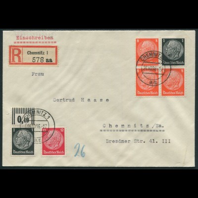Dt. Reich, W 64, portogerechter Orts-R-Brief (11630)