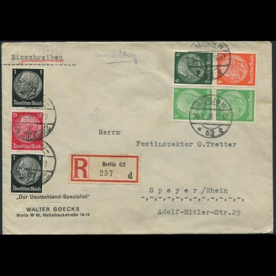 Dt. Reich, KZ 28, W 70, W 69, S 148, portogerechter R-Brief (11916)