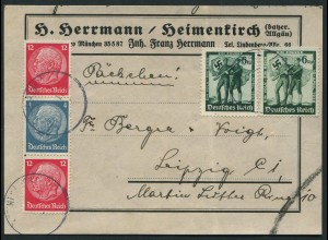Dt. Reich, S 166, portogerechte Päckchen-Adresse (12172)