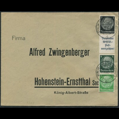Dt. Reich, S 169 + S 189, portogerechter Fern-Brief, Mi. 62,- (12353)