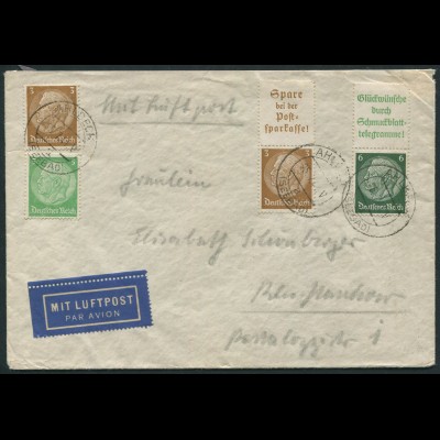 Dt. Reich, S 175 + S 207, portogerechter Luftpost-Brief (12410)