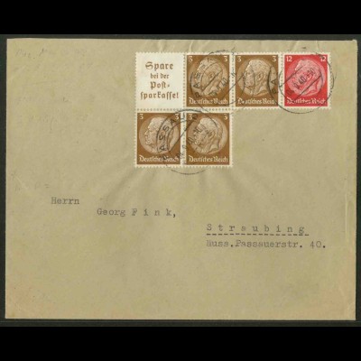 Dt. Reich, W 80 + W 79, portogerechter Fern-Brief, Mi. 45,- (12576)