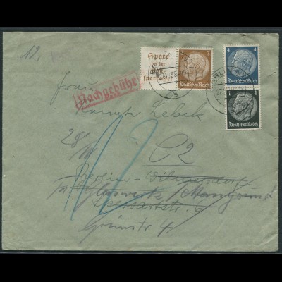 Dt. Reich, W 79 + S 171, Orts-Brief mit Nachgebühr (12582)