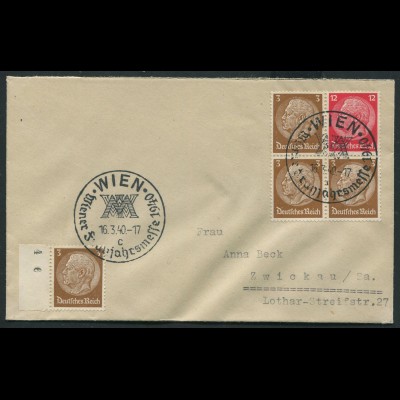 Dt. Reich, W 80, portogerechter Fern-Brief mit SST Ostmark (12592)