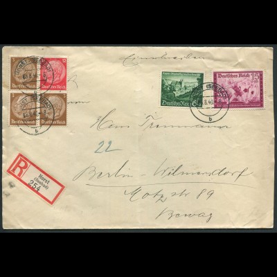 Dt. Reich, W 80, portogerechter R-Brief (12595)