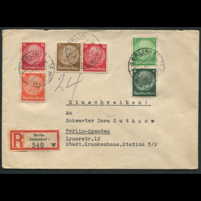 Dt. Reich, W 80, S 187, S 199, portogerechter Orts-R-Brief (12597)