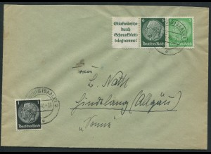 Dt. Reich, W 82, portogerechter Fern-Brief, Mi. 50,- (12609)