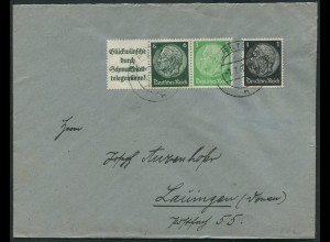 Dt. Reich, W 82, portogerechter Fern-Brief, Mi. 50,- (12610)
