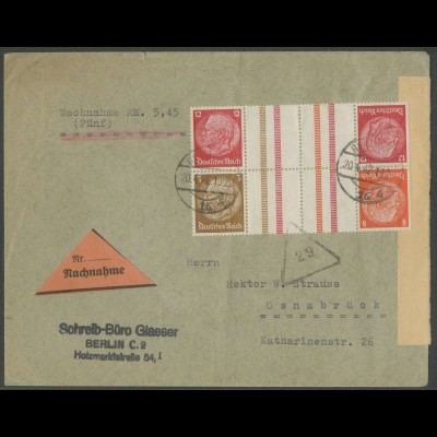Dt. Reich, KZ 23.3 + KZ 34, auf Nachnahme-Brief (12667)