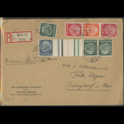 Dt. Reich, KZ 36, S 200, portogerechter R-Brief (12689)