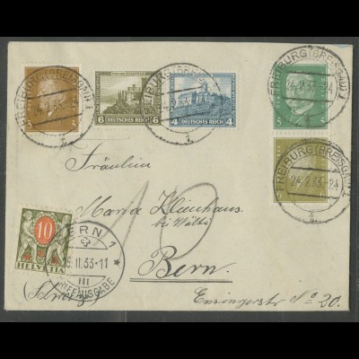 Dt. Reich, S 42 + W 41, unterfrankierter Auslands-Brief, Nachgebühr (12927)