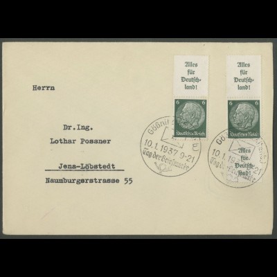 Dt. Reich, S 140 + S 139, portogerechter Fern-Brief (12934)