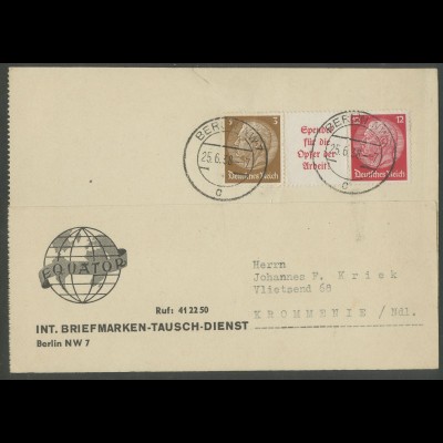 Dt. Reich, W 67, portogerechte Auslands-Karte (12935)