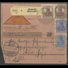Dt. Reich, HBl. 26, portogerecht auf Nachnahme-Paketkarte (13040)