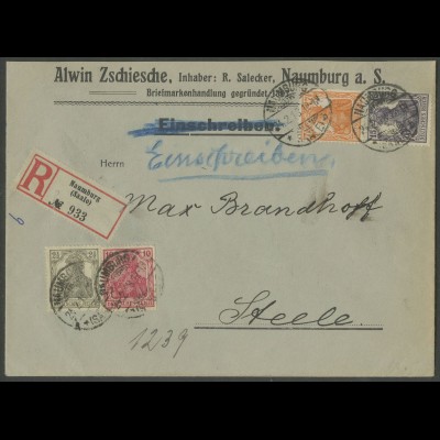 Dt. Reich, S 8, portogerecht auf R-Brief, Mi. 400,- (13188)