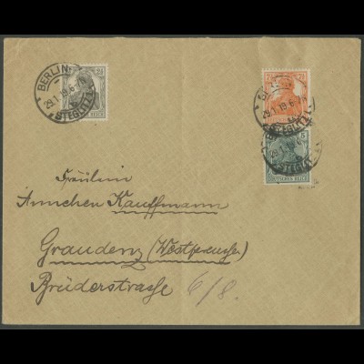 Dt. Reich, S 3 ab , portogerechter Fern-Brief, gepr. BPP, Mi. 70,- (13193)