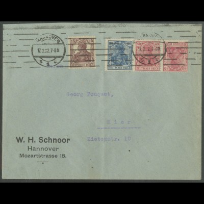 Dt. Reich, WK 2, portogerechter Orts-Brief, Mi.-Handbuch 1000,- (13214)