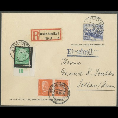 Dt. Reich, K 13, portogerechter R-Brief, Mi. 110,- (13258)