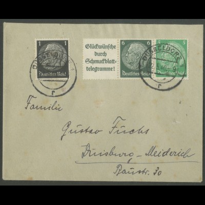Dt. Reich, W 82, portogerechter Fern-Brief, Mi. 50,- (13318)
