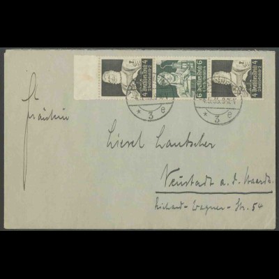 Dt. Reich, S 220 Rand, Einzelfrankatur auf Fern-Brief, Mi. MiF 50,- (13334)