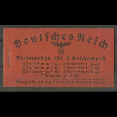 Dt. Reich, MH 39.5 mit ONr. 15, postfrisch, Mi. 240,- (13476)