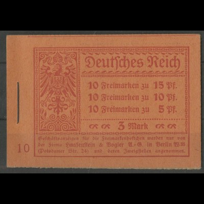 Dt. Reich, MH 12 A 2.1, postfrisch, ungeknickt, Mi. 420,- (13505)