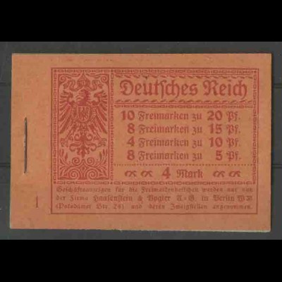 Dt. Reich, MH 13 B 1, postfrisch, ungeknickt, Mi. 545,- (13534)