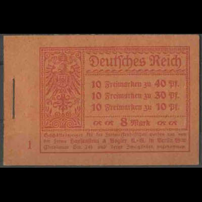 Dt. Reich, MH 14.1 A 1, postfrisch, ungeknickt, Mi. -,- (13543)