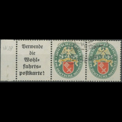 Dt. Reich, W 34 LR, gestempelt, vollständige Zähnung, Mi. 60,- (14076)