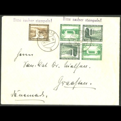 Dt. Reich, Mi. SK 29 (2), portogerecht auf Auslands-Brief, Mi. 30,- (14149)