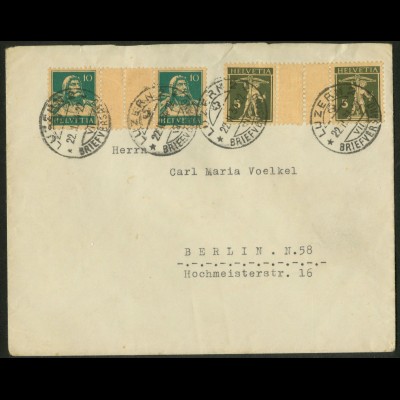 Schweiz, WZ 27 C + WZ 28 C, portoger. Auslands-Brief, gepr., Mi. 355,- (14381)