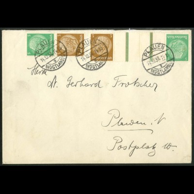 Dt. Reich, Mi. KZ 25 + S 129, portogerecht auf Orts-Brief (14431)