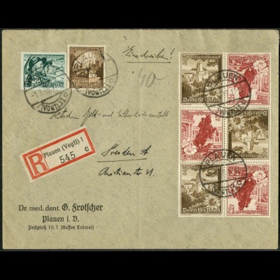 Dt. Reich, Mi. K 34 (3), portogerechter R-Brief, Mi. 38,- (14444)