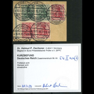 Dt. Reich, S 4 II (2), Briefst. mit+ohne Rand, gepr., Mi.-Handbuch 140,- (14512)