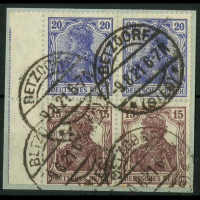 Dt. Reich, S 10 (2), Briefstück, 1x LR 2, gepr., Mi.-Handbuch 40,- (14530)