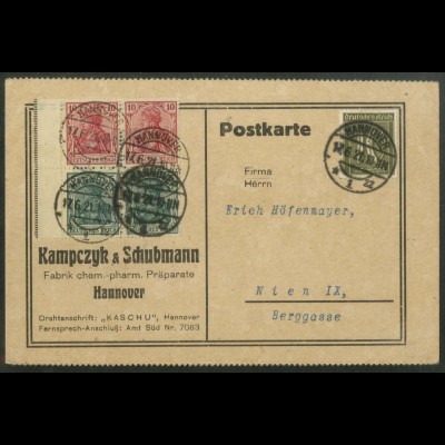 Dt. Reich, S 5 LR 1 + S 5, portoger. Auslands-Karte, Mi.-Handbuch 80,- (15585)