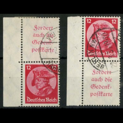 Dt. Reich, S 102 LR 2 + S 104 LR 2, gest., 2 Ränder, Mi.-Handbuch 80,- (15629)