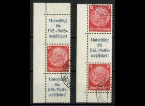 Dt. Reich, S 156 EOL + S 158 EUL, gestempelt, Michel-Handbuch 80,- (16253)