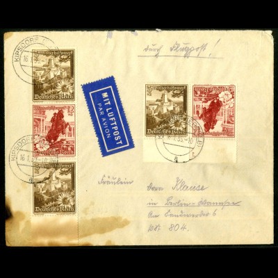 Dt. Reich, K 34 UR 3, Luftpost-Brief, Form-Nr., Michel-Handbuch 70,- (16850)