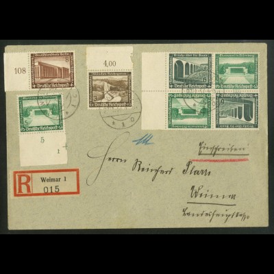 Dt. Reich, SK 29 RR + SK 29 + Pl.-Nr., portogerechter Orts-.R-Brief (17794)