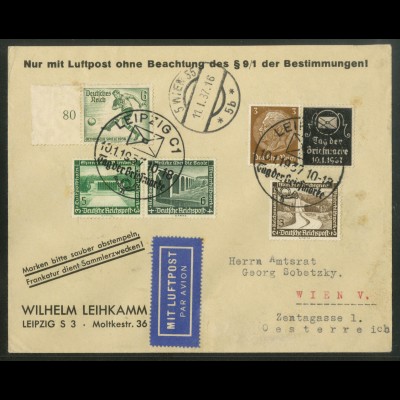 Dt. Reich, P-W 1 + W 119, Luftpost Ausland (18360)