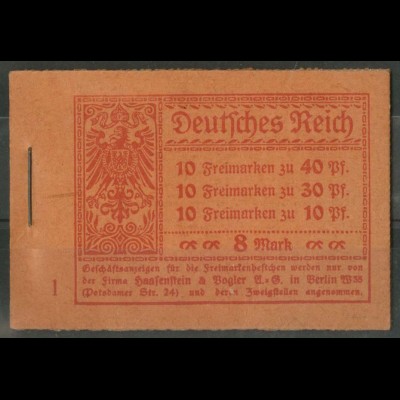Dt. Reich, MH 14.1 A, postfrisch, ohne Deckelknick, Mi. 230,- (19361)