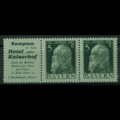 Bayern, W 1.24, postfrisch, vollständige Zähnung, Mi. 90,- (19627)