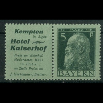 Bayern, W 1.24, postfrisch, vollständige Zähnung, Mi. 90,- (19628)