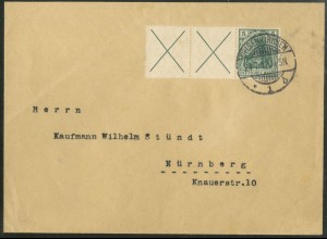 Dt. Reich, Mi. W 1.2, Einzelfrankatur auf Fern-Brief, Mi. für EF 600,- (19945)
