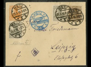 Dt. Reich S 13 a, auf Zensur-Fern-Brief Lothringen, gepr. Infla/BPP (20711)
