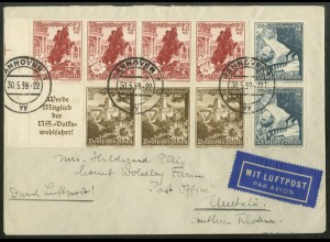 Dt. Reich, S 253 + S 249 (3), Auslands-Luftpost-Brief, Süd-Rhodesien (20746)